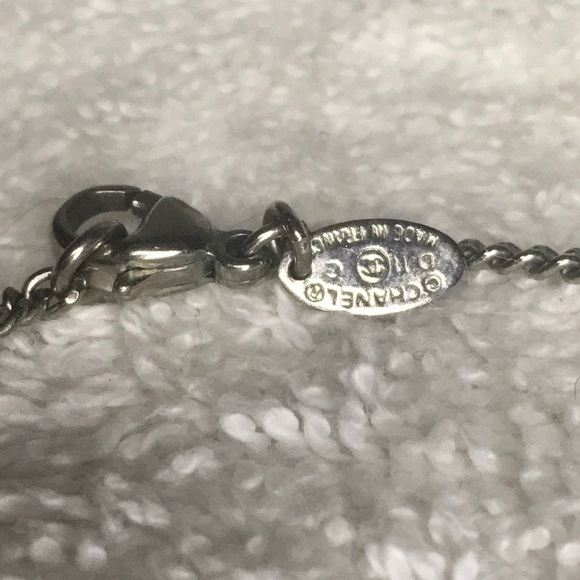 Chanel 2010 CC Pendant Rhinestone Necklace in Silvertone Metal (16in) - Picture 6 of 7